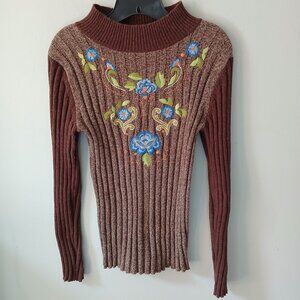 Sundance Women's Sweater Size Small Floral Embroidered Pullover‎ Long Sleeve